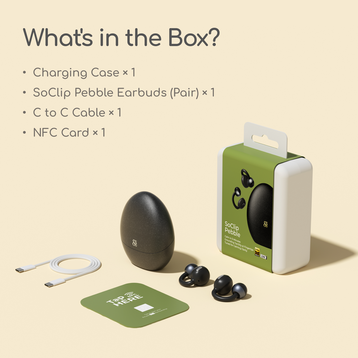 SoClip Pebble｜The World‘s First Open-Ear Wellness Earbuds-Black