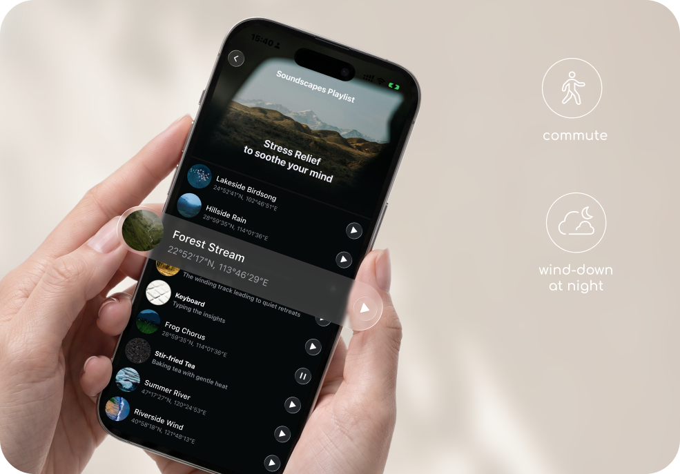 Solabs soundscapes displayed on a phone